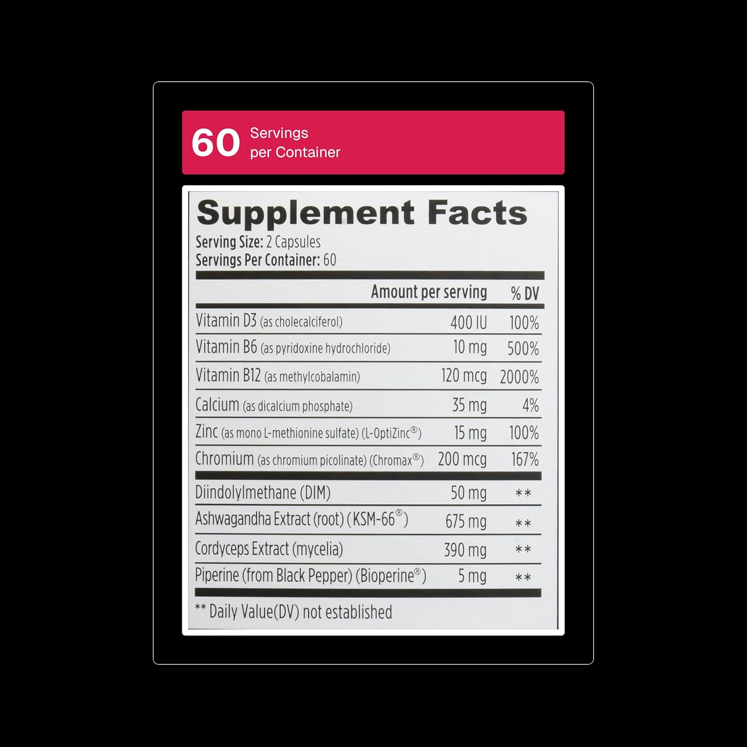 WEIDER PRIME Powered  – Testosterone Support (120 Capsules) supplement facts