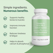 Hey Nutrition Vitamin D3 & K2 MK-7 with MCT Oil - 60 Capsules