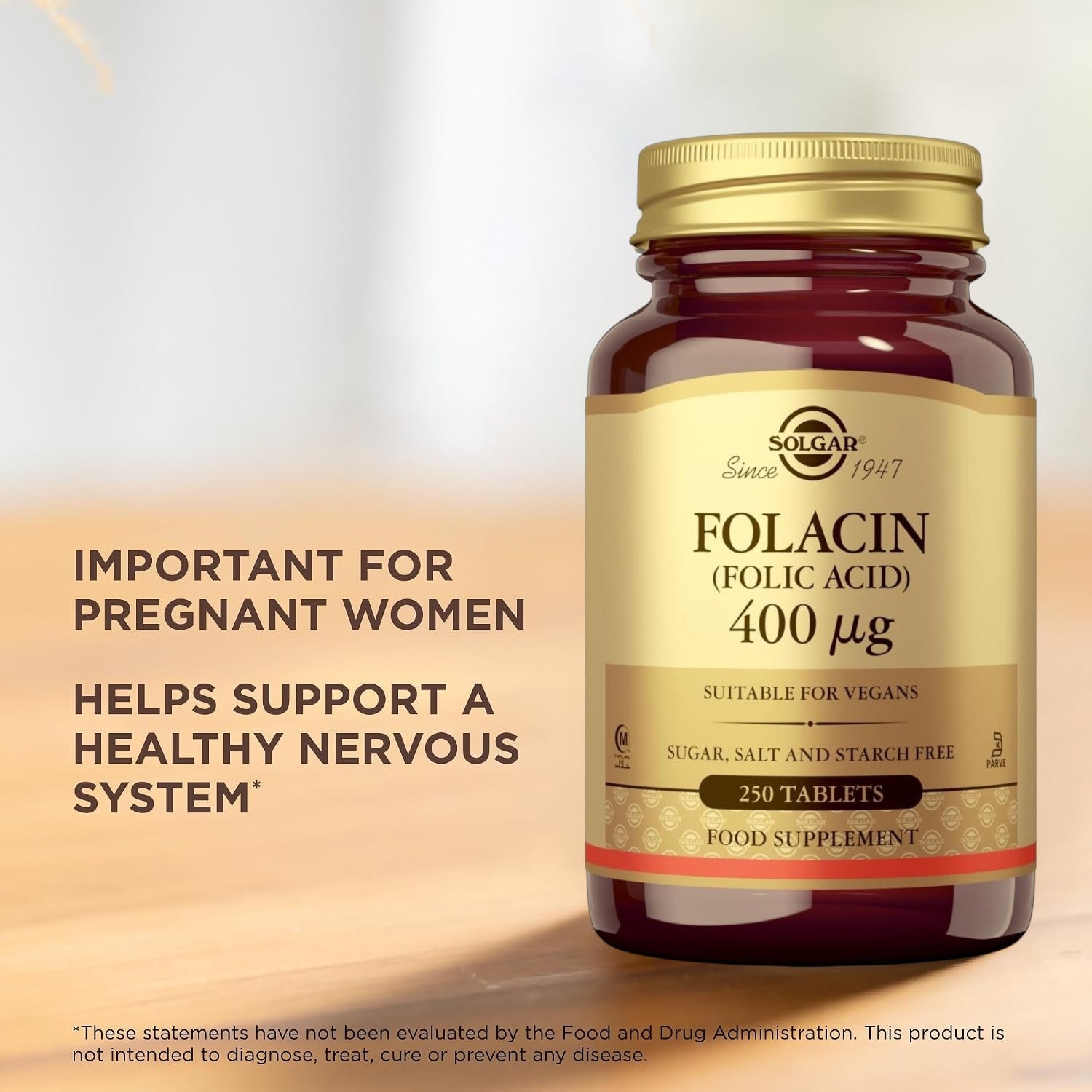 Solgar Folacin Folic Acid 400mcg 250 Tablets dosage instructions