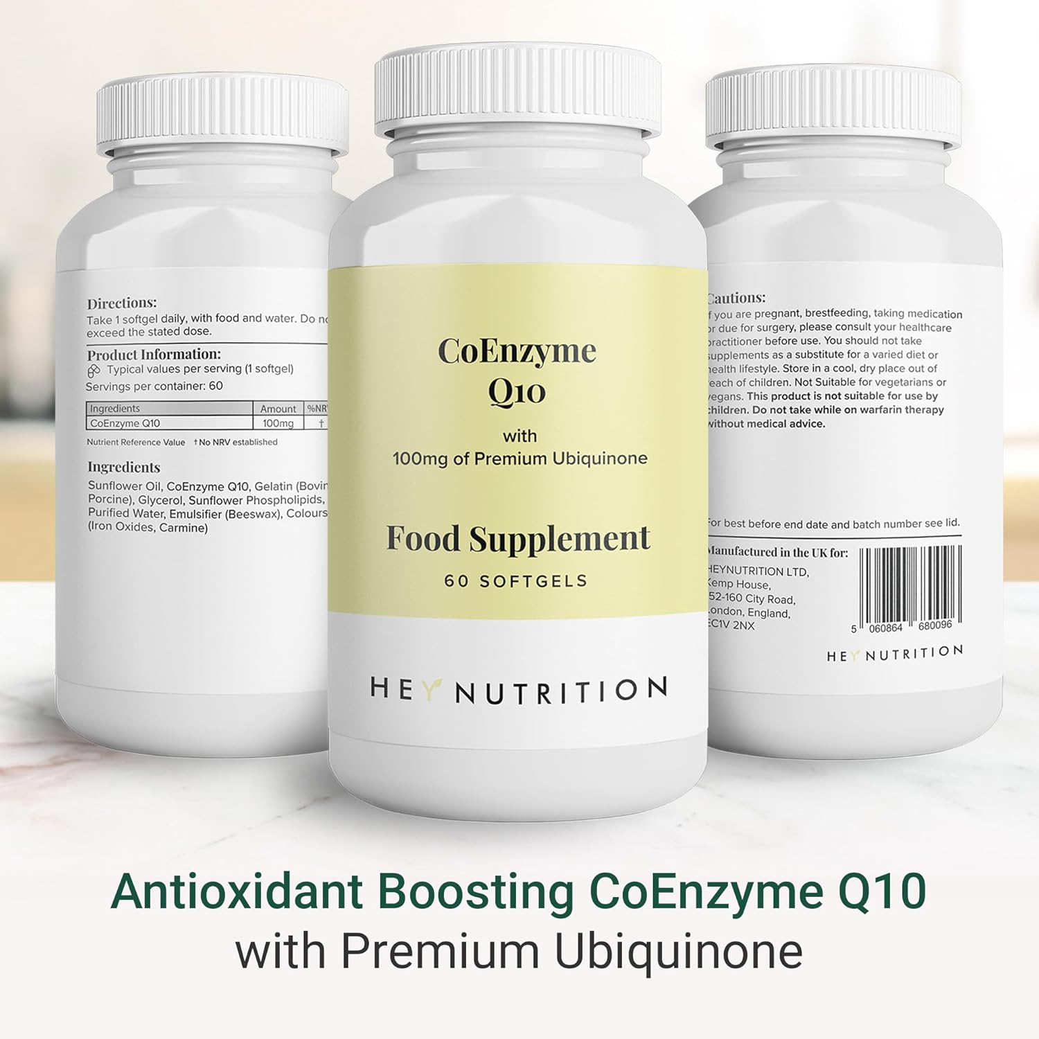 Hey Nutrition CoEnzyme Q10 100mg Ubiquinone - 60 Softgels