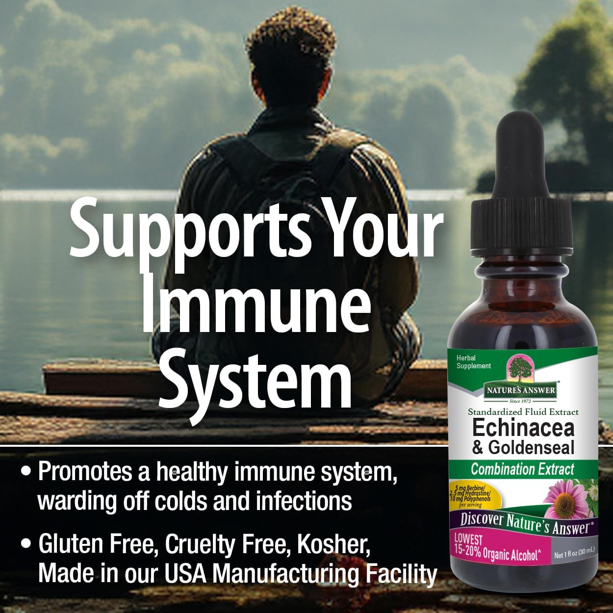 Nature’s Answer Echinacea & Goldenseal Low Alcohol Herbal Extract 30ml