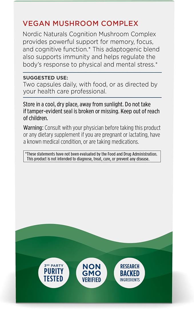 Supplement facts label for Lion's Mane and Bacopa mushroom complex