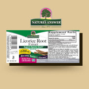 Nature's Answer Licorice Root Extract supplement label on a beige background