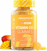 Novomins Vitamin D3 Gummies - 4000 IU, Mango Flavour - 60 Count