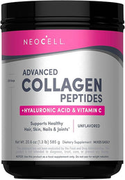 NeoCell Advanced Collagen Peptides Powder 585g canister on white background.