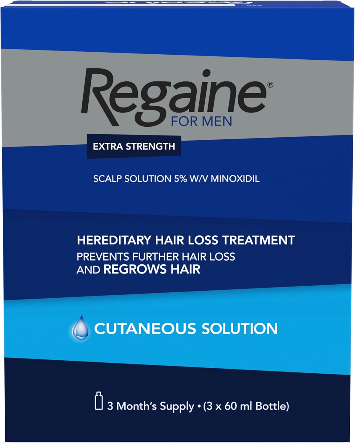 Regaine for men extra strength hair loss treatment packaging