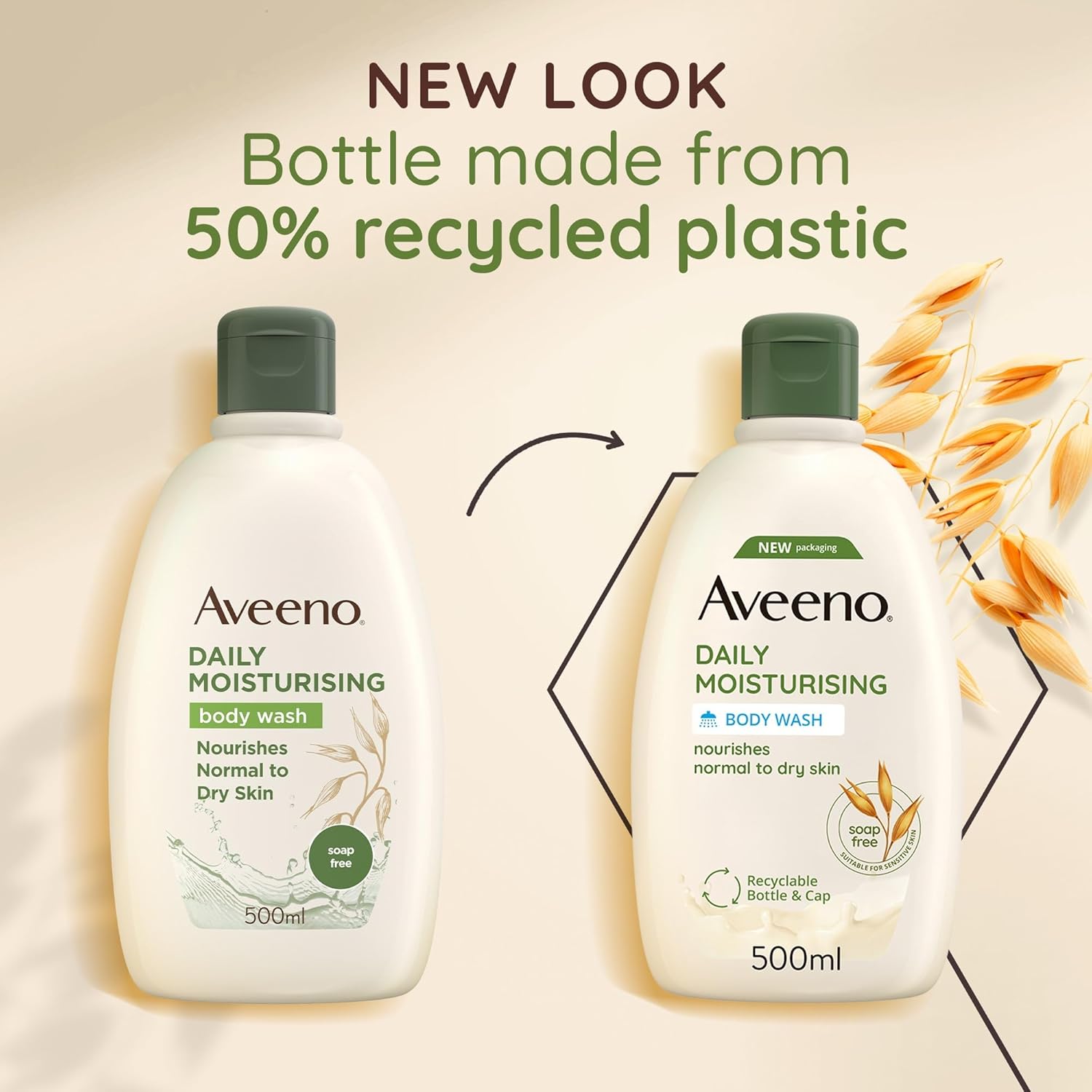 Aveeno daily moisturising body wash with colloidal oatmeal bottle 500ml packaging may vary
