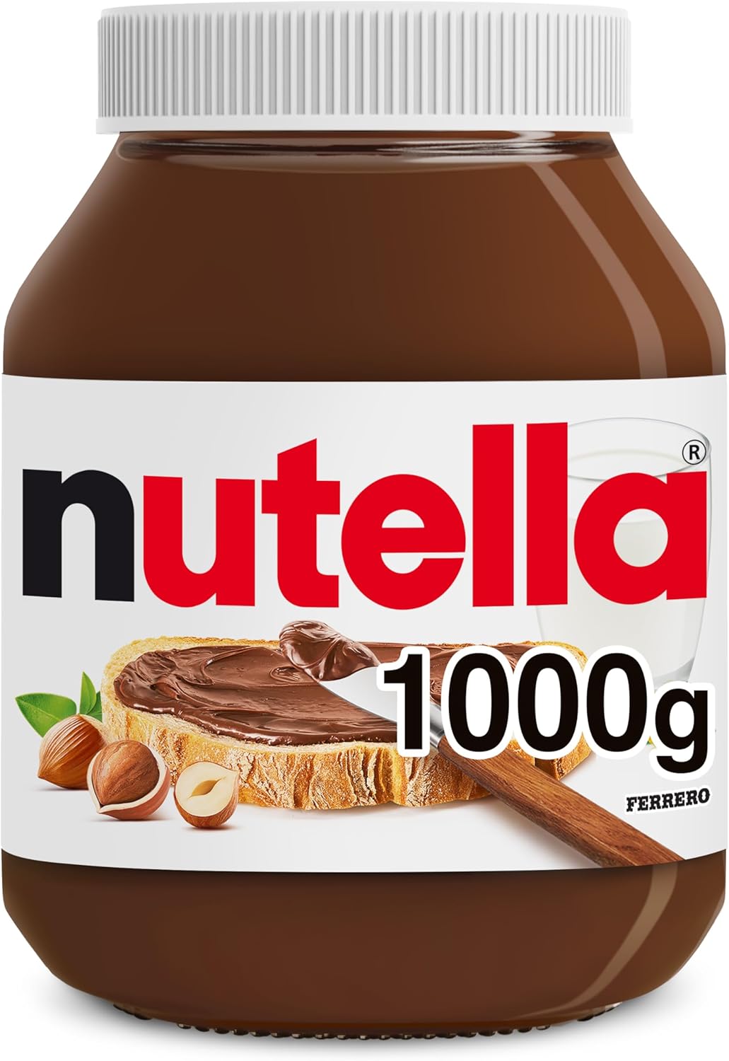 Nutella hazelnut chocolate spread jar family size packaging 1kg