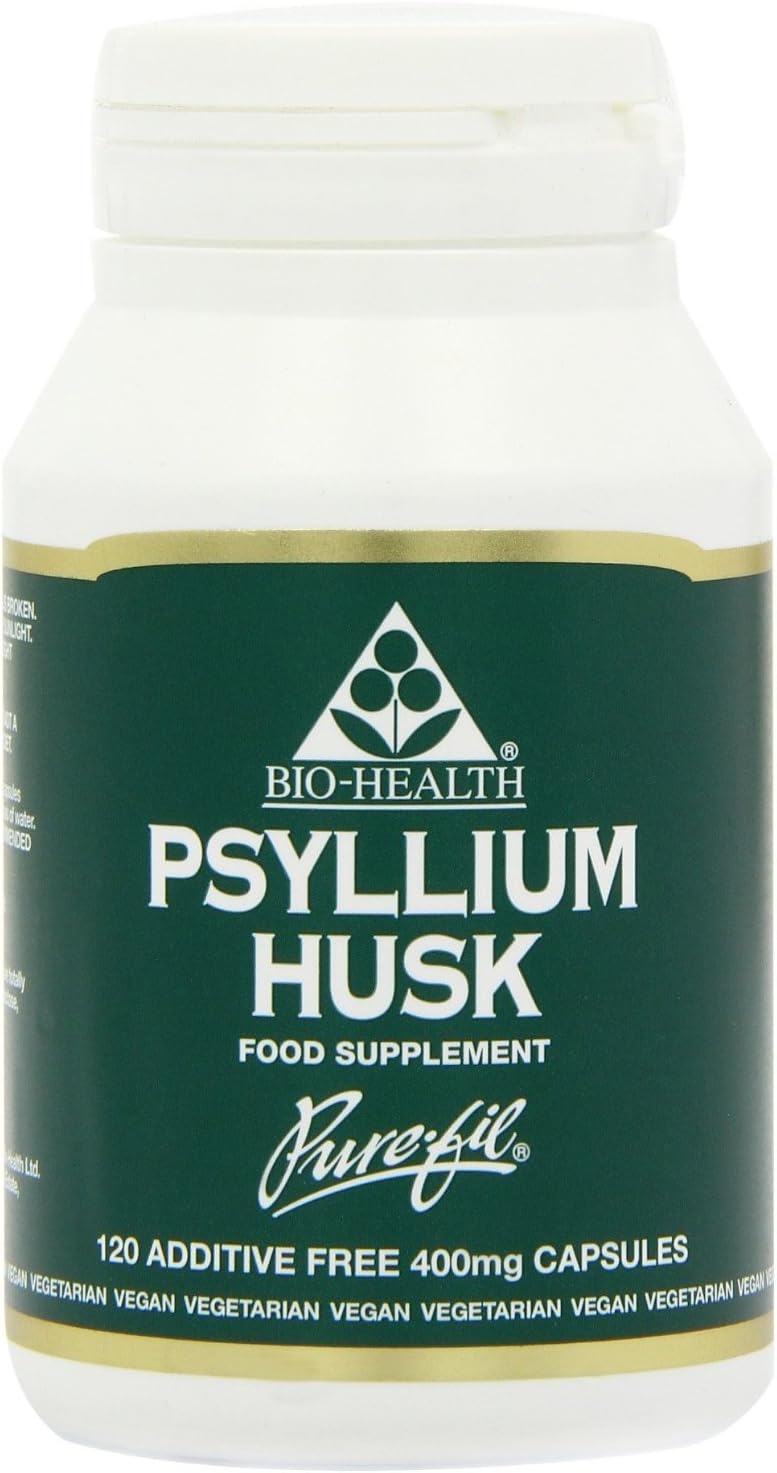 Bio-Health Psyllium Husks 400mg fibre capsules bottle vegan supplement 120 capsules