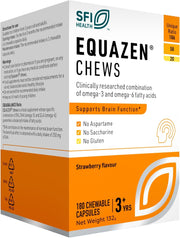 Box of SFI Health Equazen Chews supplement with orange and white design.