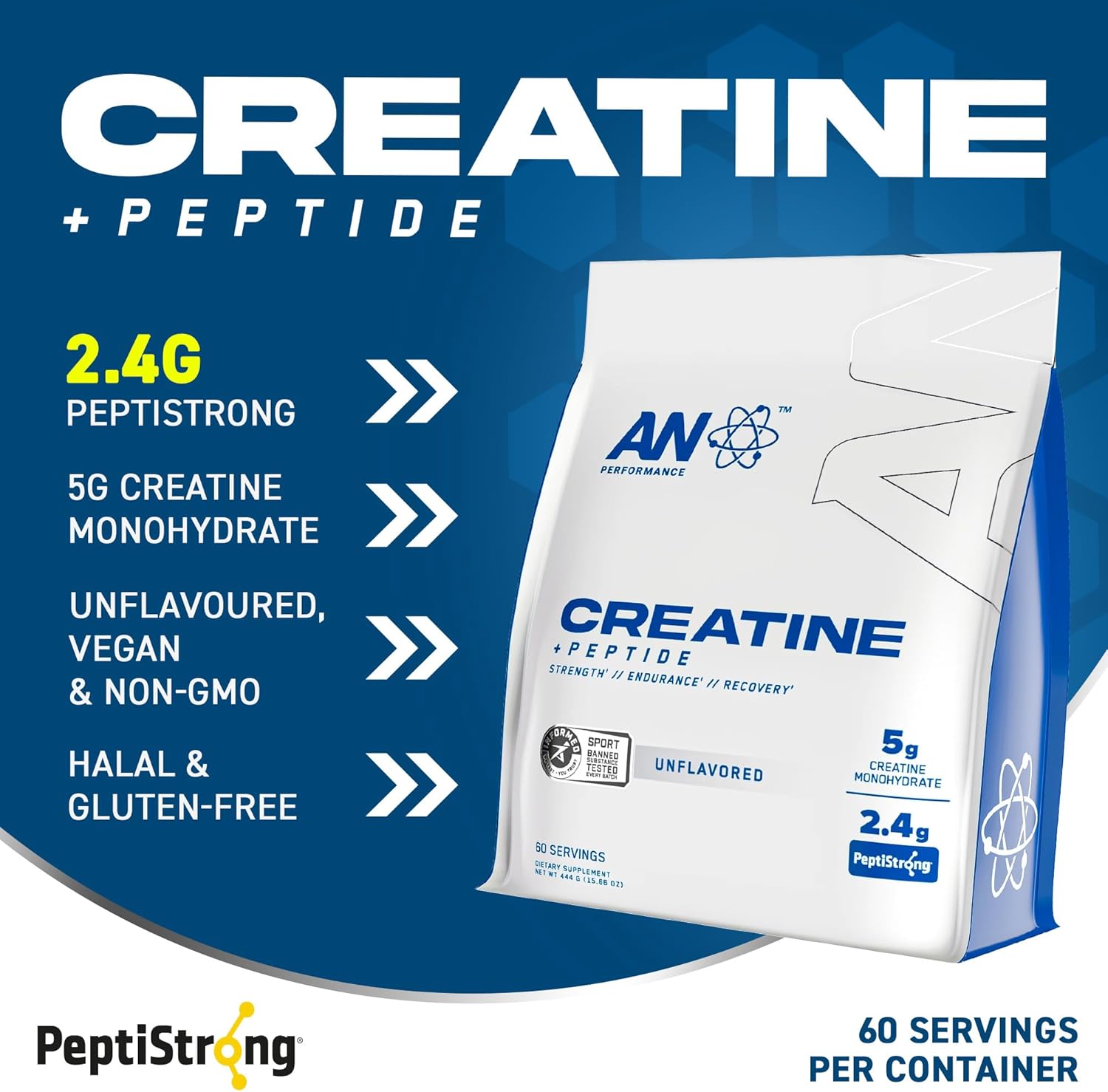 Applied Nutrition Creatine Monohydrate Peptide Powder Unflavoured - 444g