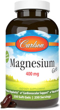 Carlson Magnesium Gels 400 mg Daily Supplement Softgels
