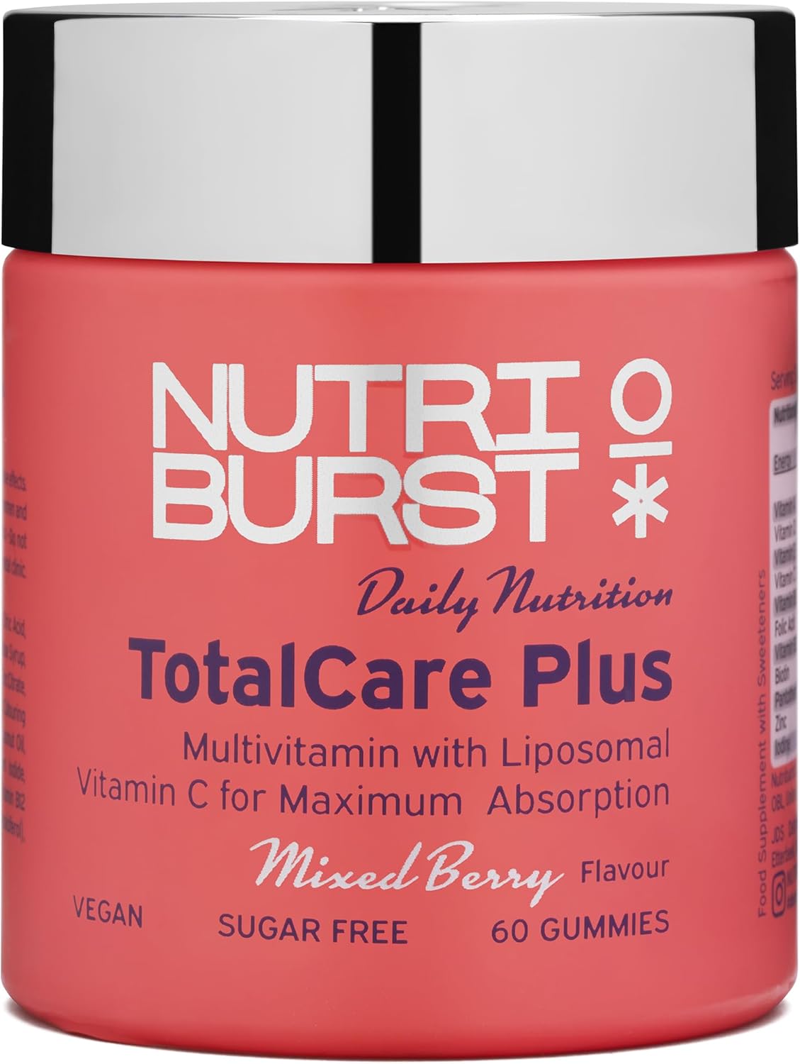 Nutriburst TotalCarePlus Multivitamin Gummies jar, mixed berry, 60 count.