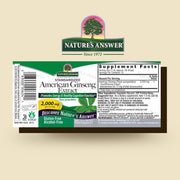 Nature's Answer American Ginseng Extract supplement label on a beige background