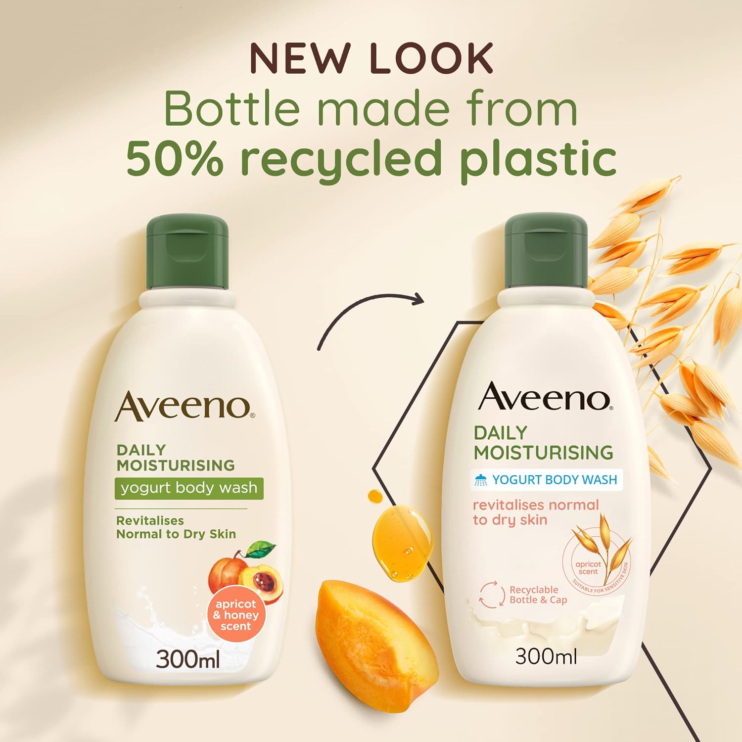 Aveeno Daily Moisturising Body Wash with Oat & Greek Yogurt - 300ml old & new packaging.