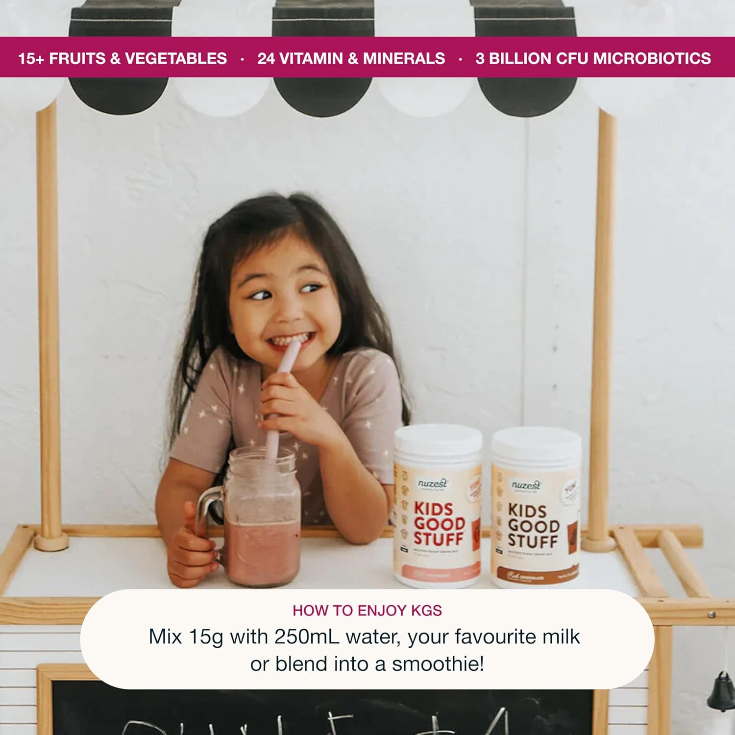 How to enjoy Strawberry smoothie mix being into a child's cup.