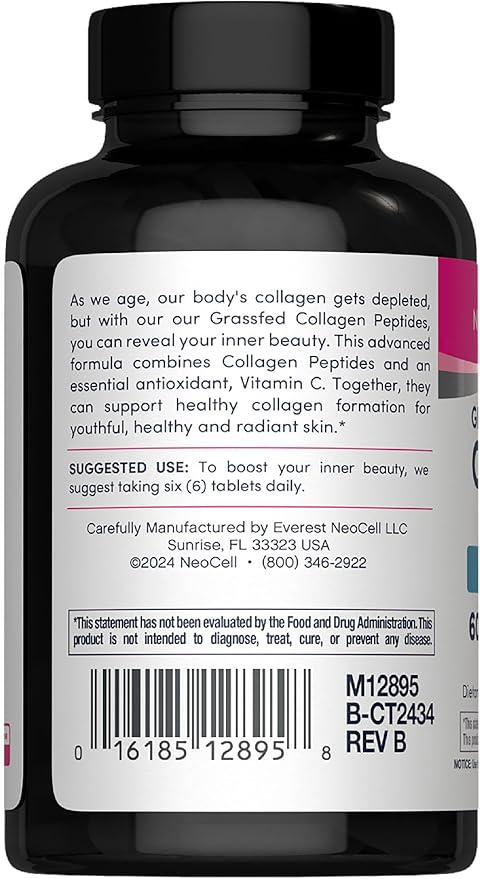 upplement facts label and barcode for NeoCell 120-count collagen tablets.