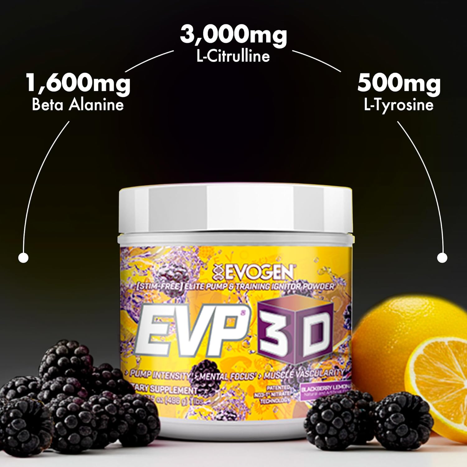 Evogen EVP-3D Pre-Workout BlackBerry Lemonade - 496g