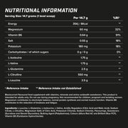 Supplement facts & ingredients image: XTEND Original BCAA Powder Blackcurrant supplement facts ingredients tub powder 432g 30 servings