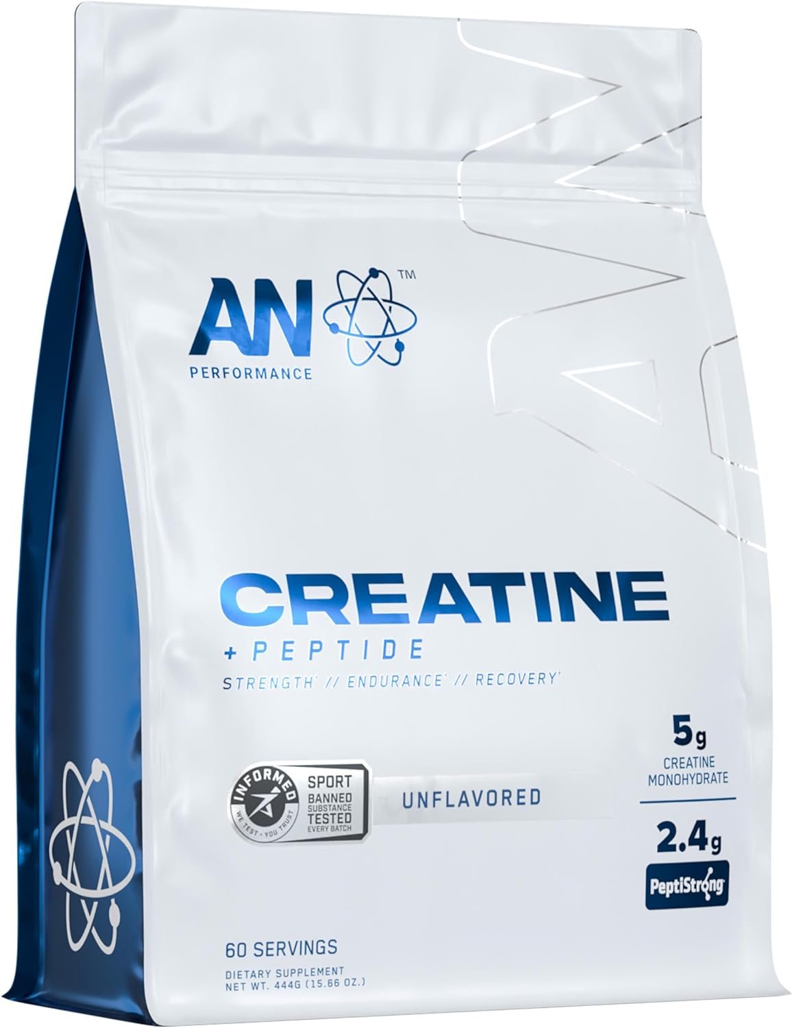 Front Image: Applied Nutrition creatine monohydrate peptide powder unflavoured 444g bag front