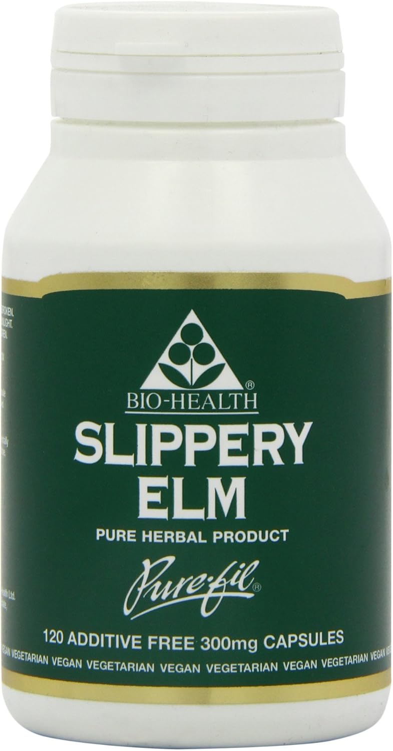 Bio-Health Slippery Elm 300mg capsules bottle vegan herbal supplement 120 capsules