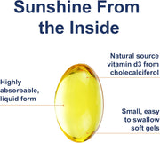 Carlson Vitamin D3 supplement facts cholecalciferol softgels
