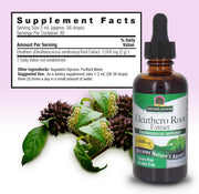 Bottle of Eleuthero Root Extract with supplement facts label on a light purple background