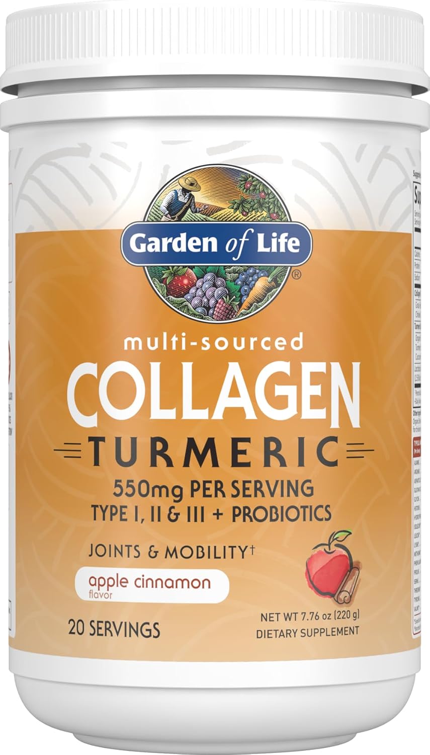 Garden of Life Collagen & Turmeric Powder tub, apple cinnamon, 220g.