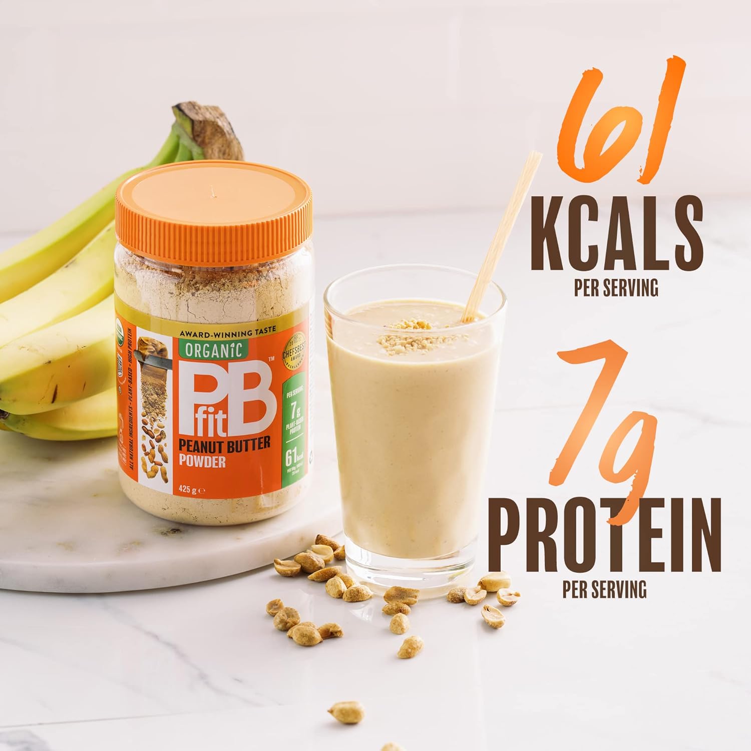 Supplement facts: PBfit Organic Peanut Butter Powder ingredients organic peanut flour coconut sugar