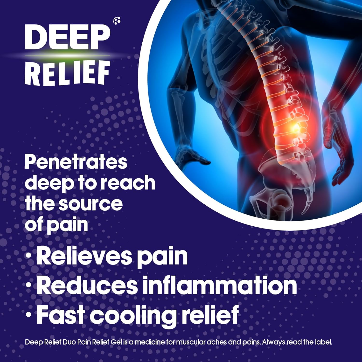 Deep Relief Duo Pain Relief Gel tube packaging ibuprofen and levomenthol gel 30g topical application image