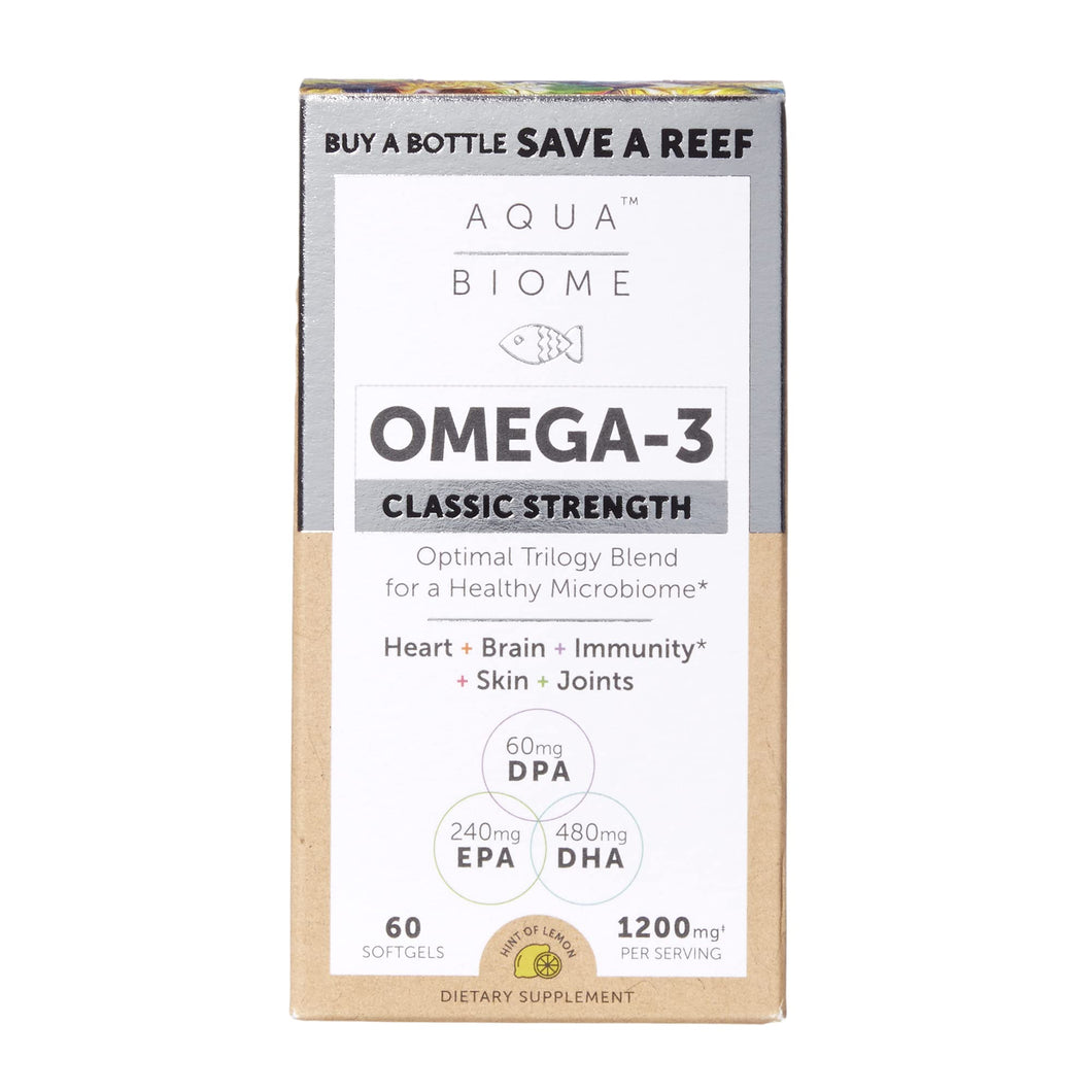 Aqua Biome by Enzymedica, Classic Strength Omega 3 Fish Oil, 60 Softgels