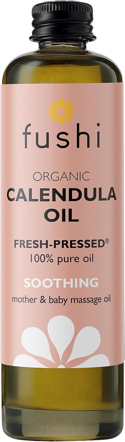 Fushi Organic Calendula Oil bottle with pink label