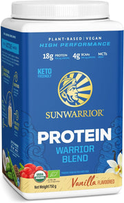 Sunwarrior Plant-Based Protein Powder tub, vanilla flavour 375g.