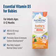 Nordic Naturals Baby's Vitamin D3 liquid supplement  box 22.5ml for infants.