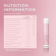 Nutrition information panel for a supplement with a pink background