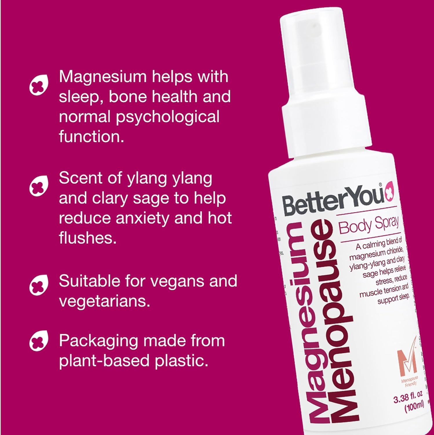 Ingredients list for BetterYou Botanical Body Spray.