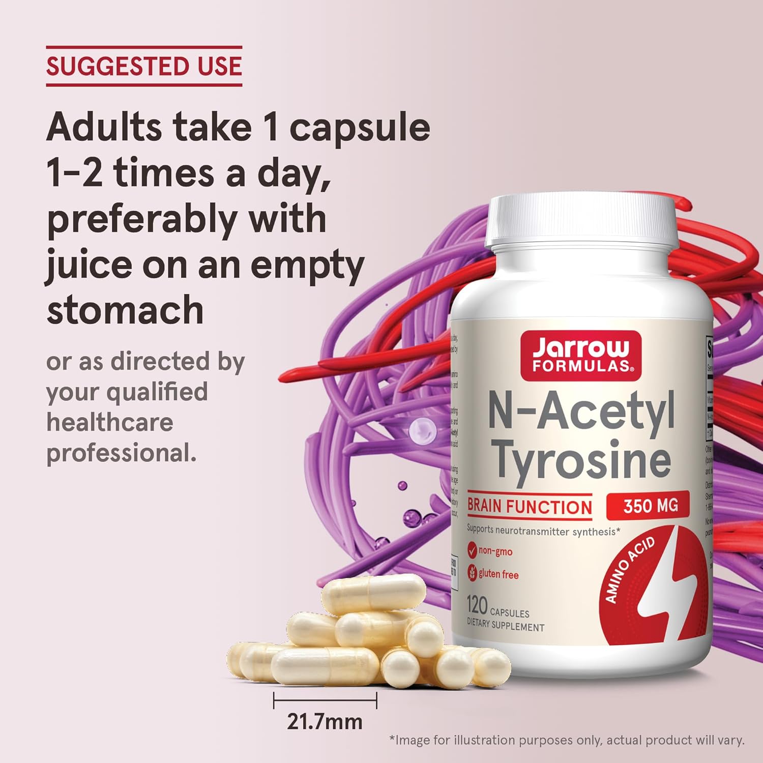 Jarrow Formulas N-Acetyl Tyrosine 350 mg Amino Acid Supplement – 120 Capsules How to Use directions label
