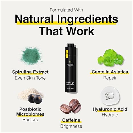 Ingredients and usage instructions for Lumin men's moisturizer.