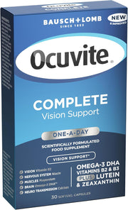 Bausch + Lomb Ocuvite Complete Eye Health Supplement bottle with 30 softgels.