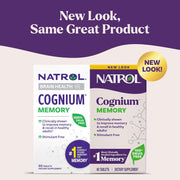 Natrol Cognium Memory dietary supplement box 60 tablets. Packaging may vary