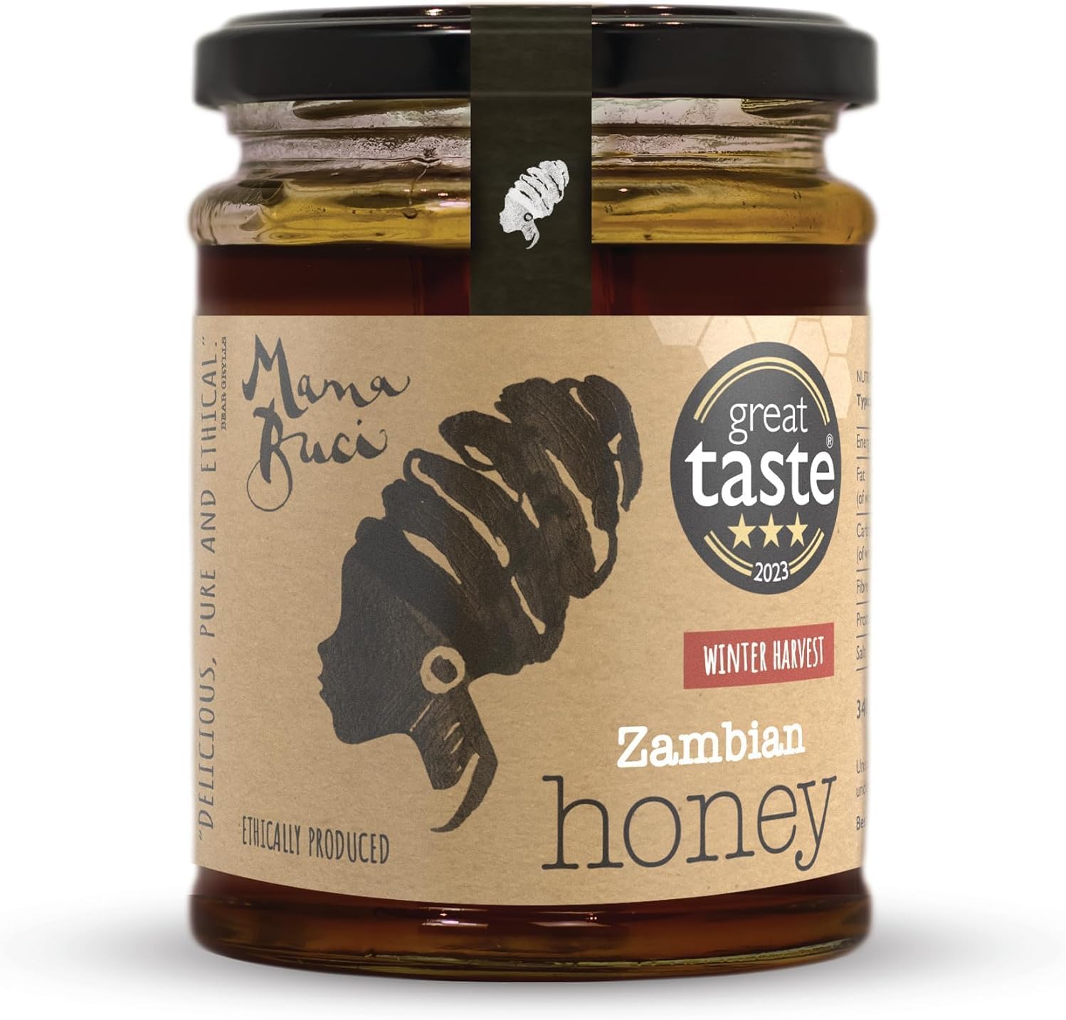Mama Buci Winter Harvest Zambian Honey jar, 340g.
