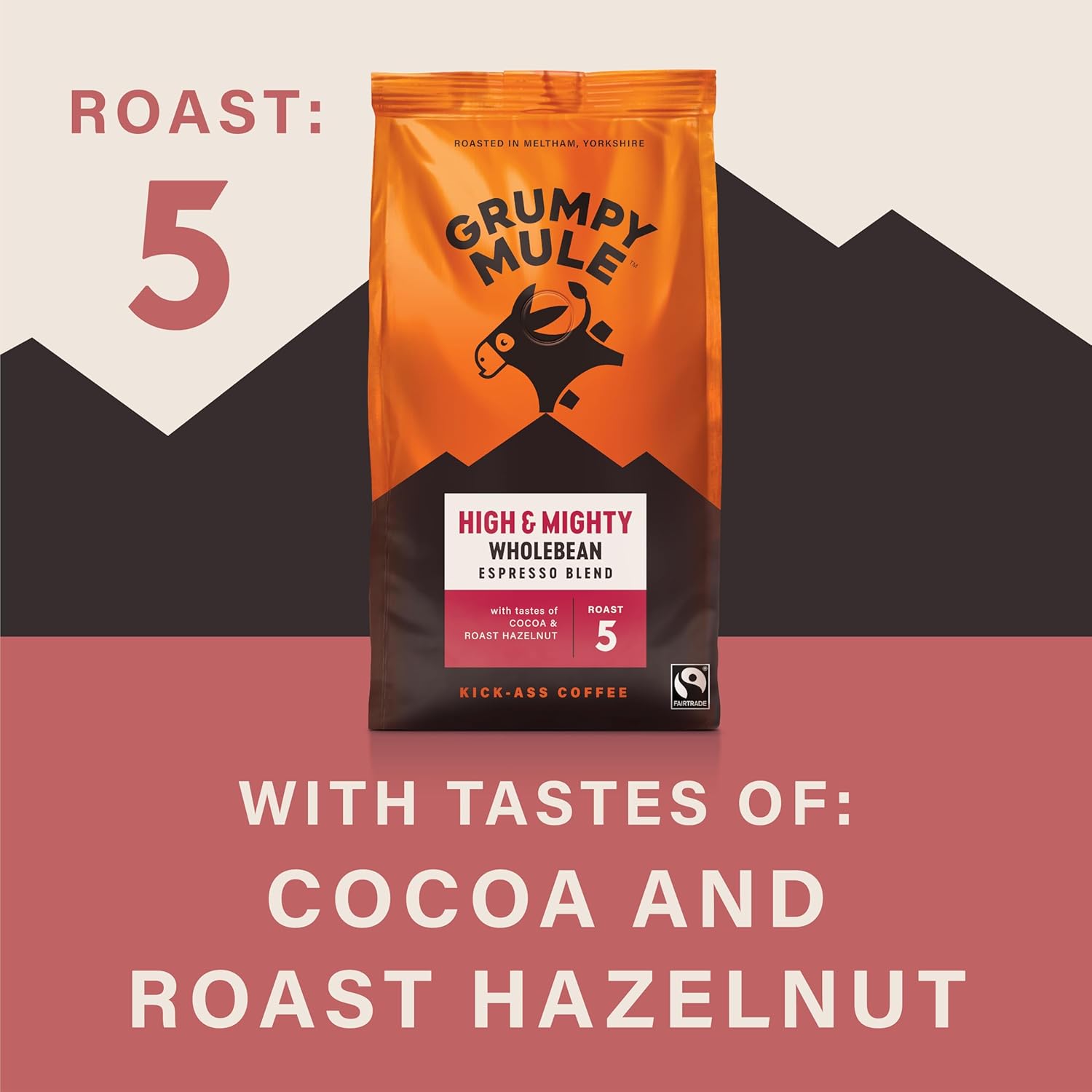 Grumpy Mule High and Mighty Whole Bean Espresso Coffee, roast 5.