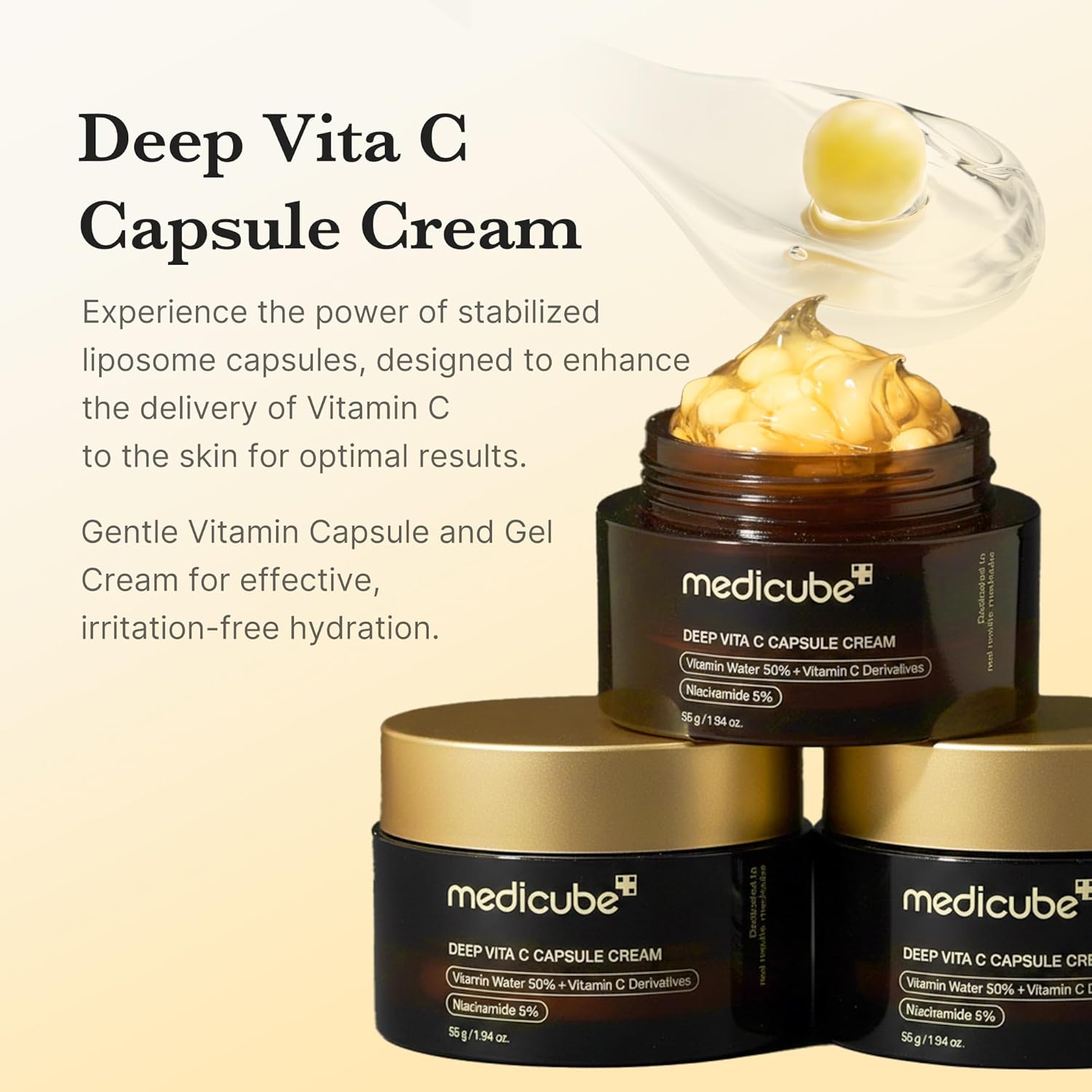 Medicube Deep Vita C Capsule Cream jar packaging vitamin C face cream 55g skincare routine lifestyle image