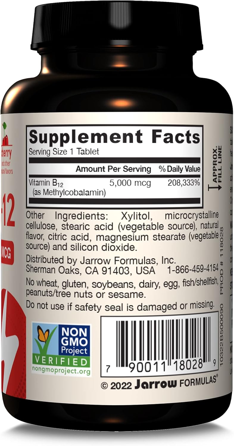 Barcode Image: Jarrow Formulas Methyl B-12 5000mcg chewable tablets fruit flavored barcode 90 count