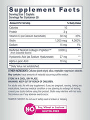 Supplement facts panel for NeoCell Beauty Builder collagen caplets.