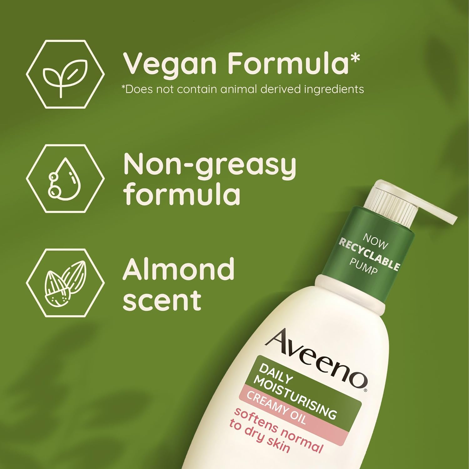 Aveeno Daily Moisturising Creamy Oil pump bottle, 300ml, for sensitive skin.