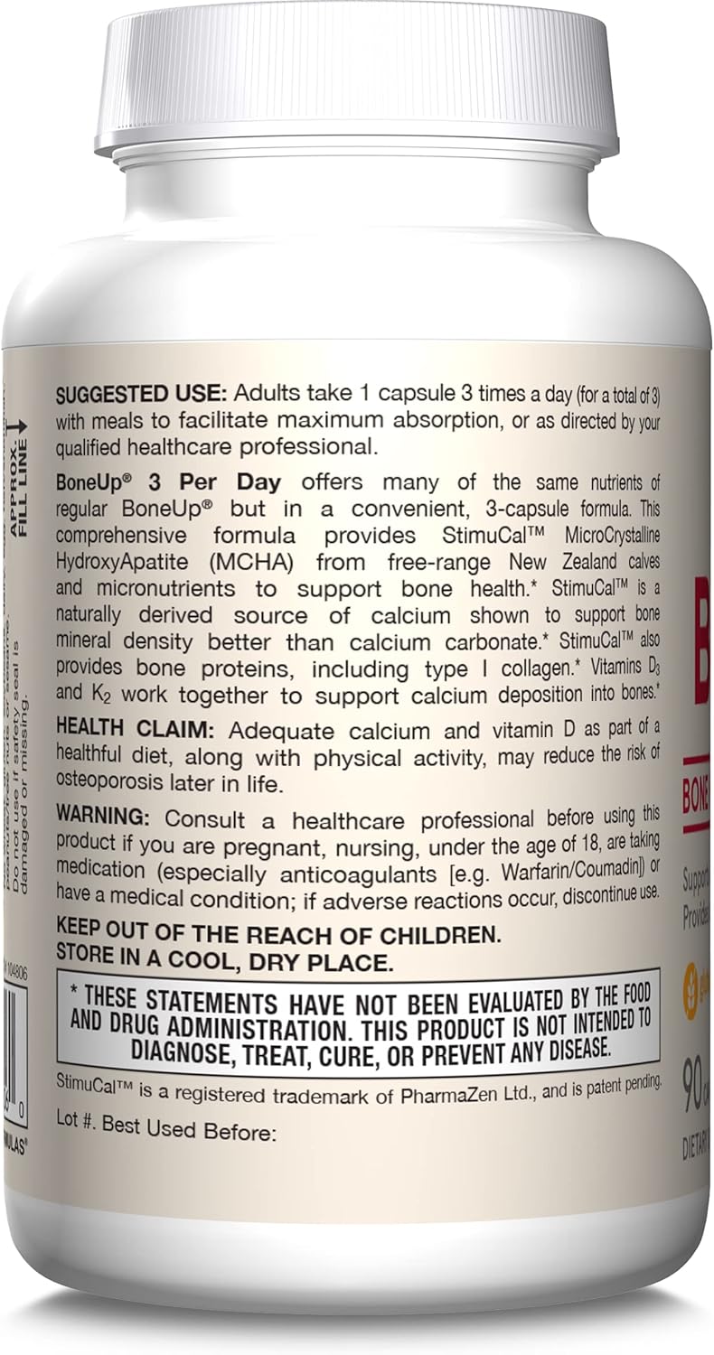 How to Use Image: Jarrow Formulas BoneUp 3 Per Day 1000mg calcium capsules usage instructions