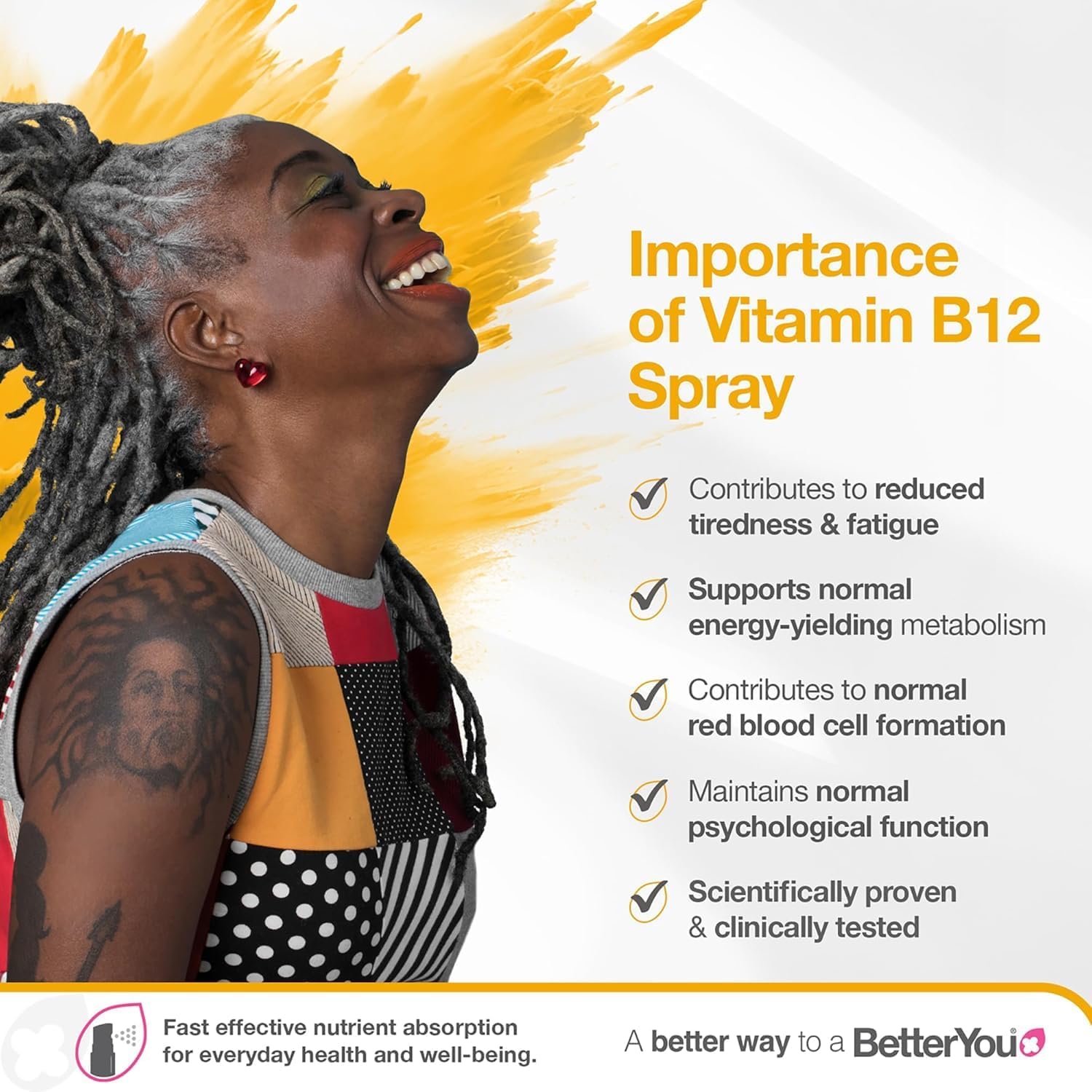 BetterYou Vitamin B12 Oral Spray, Natural Apricot Flavour - 25ml