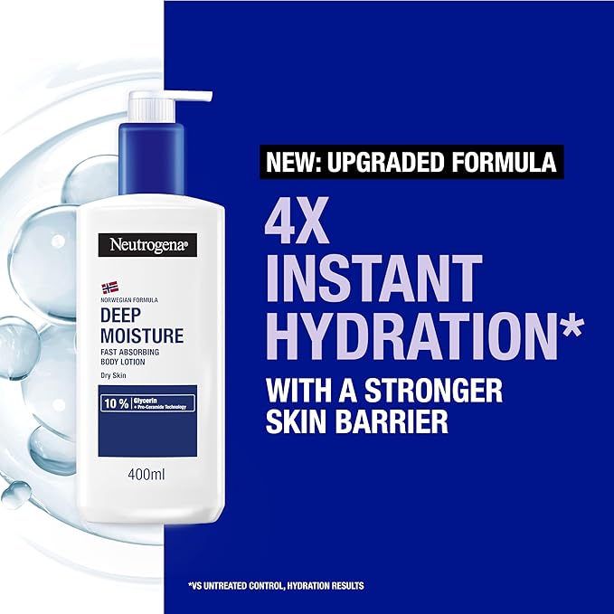 Neutrogena Deep Moisture Body Lotion 400ml -  10% Glycerine, Non-Greasy Formula