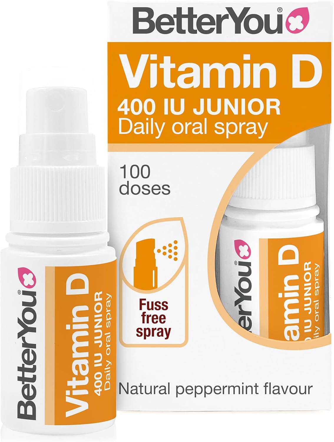BetterYou Vitamin D Junior Oral Spray bottle & box, 15ml.